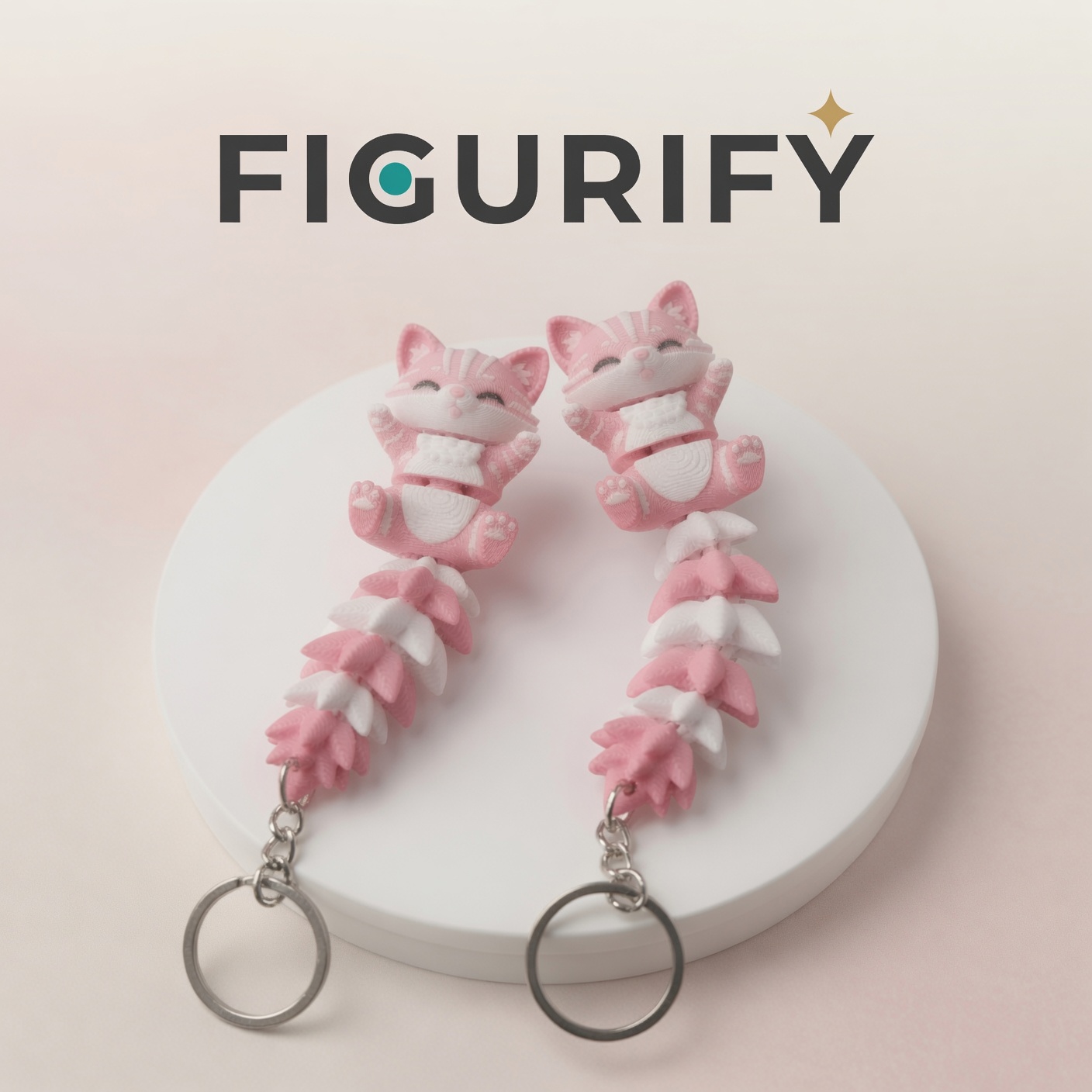 Fluffy Tail Cute Flexi Pink Cat